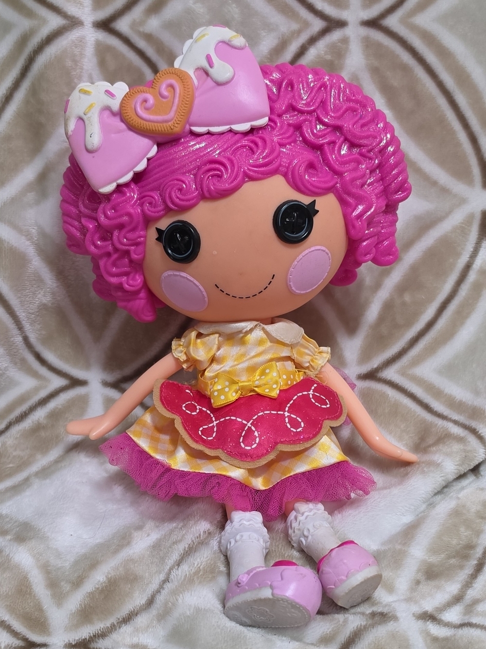 Pink-Haired Play Doll in Yellow Gingham Dress